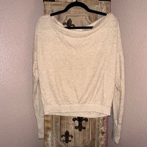 Treasure & Bond knit off-the-shoulder sand sweater
